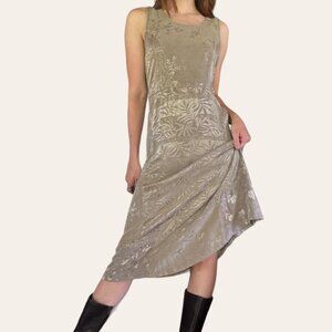 90s vintage boho satin olive green maxi dress Citron Santa Monica Medium